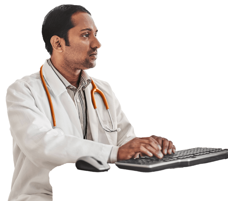 Photo of a doctor using a computer